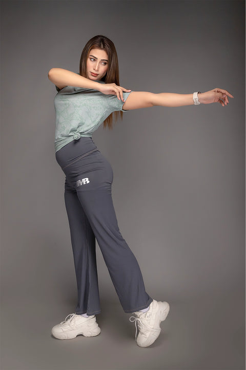 W - Printed Mesh Lycra T-Shirt - Pistachio Green